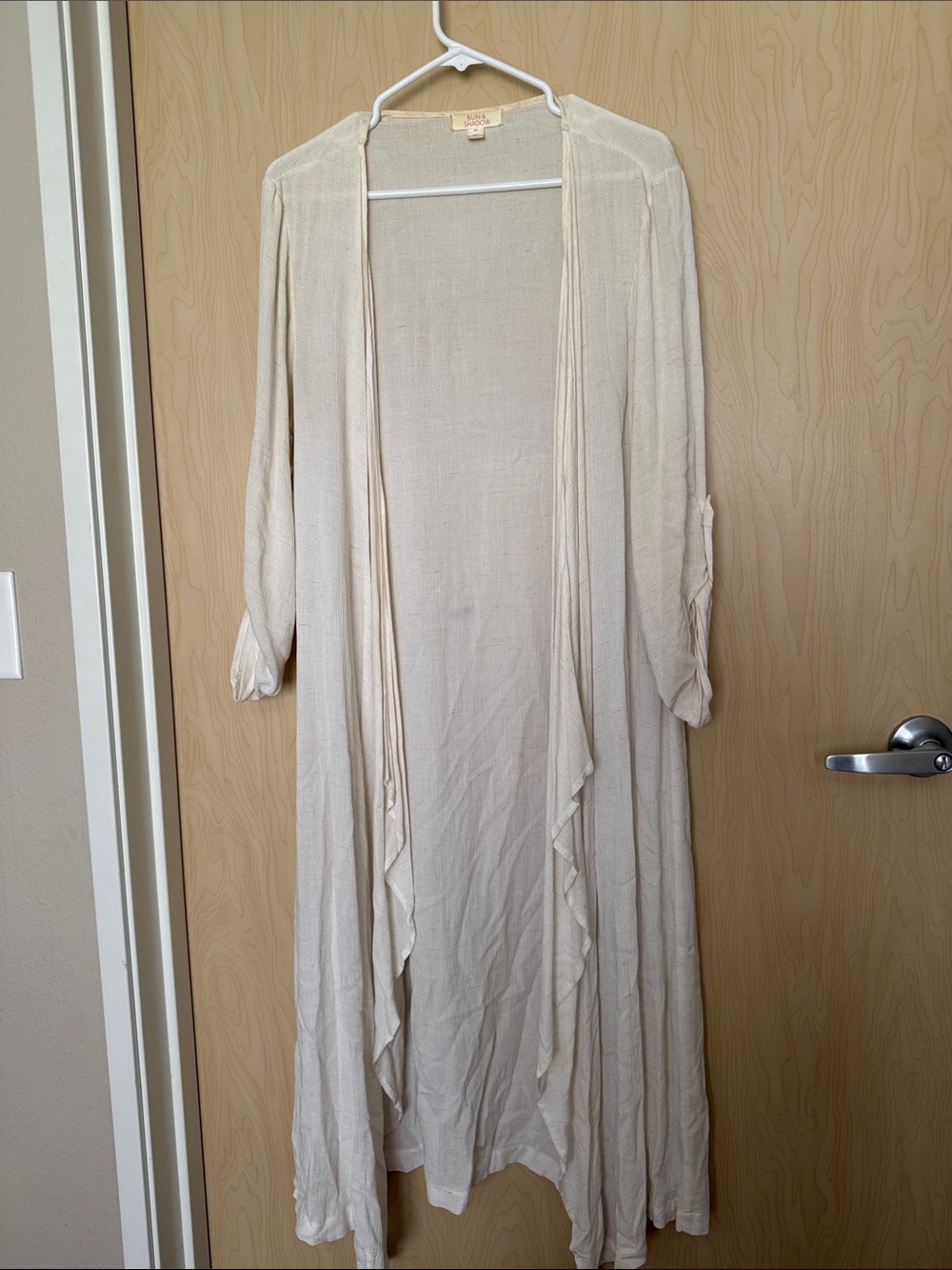 Sun & Shadow Cream Long Open Duster Cardigan